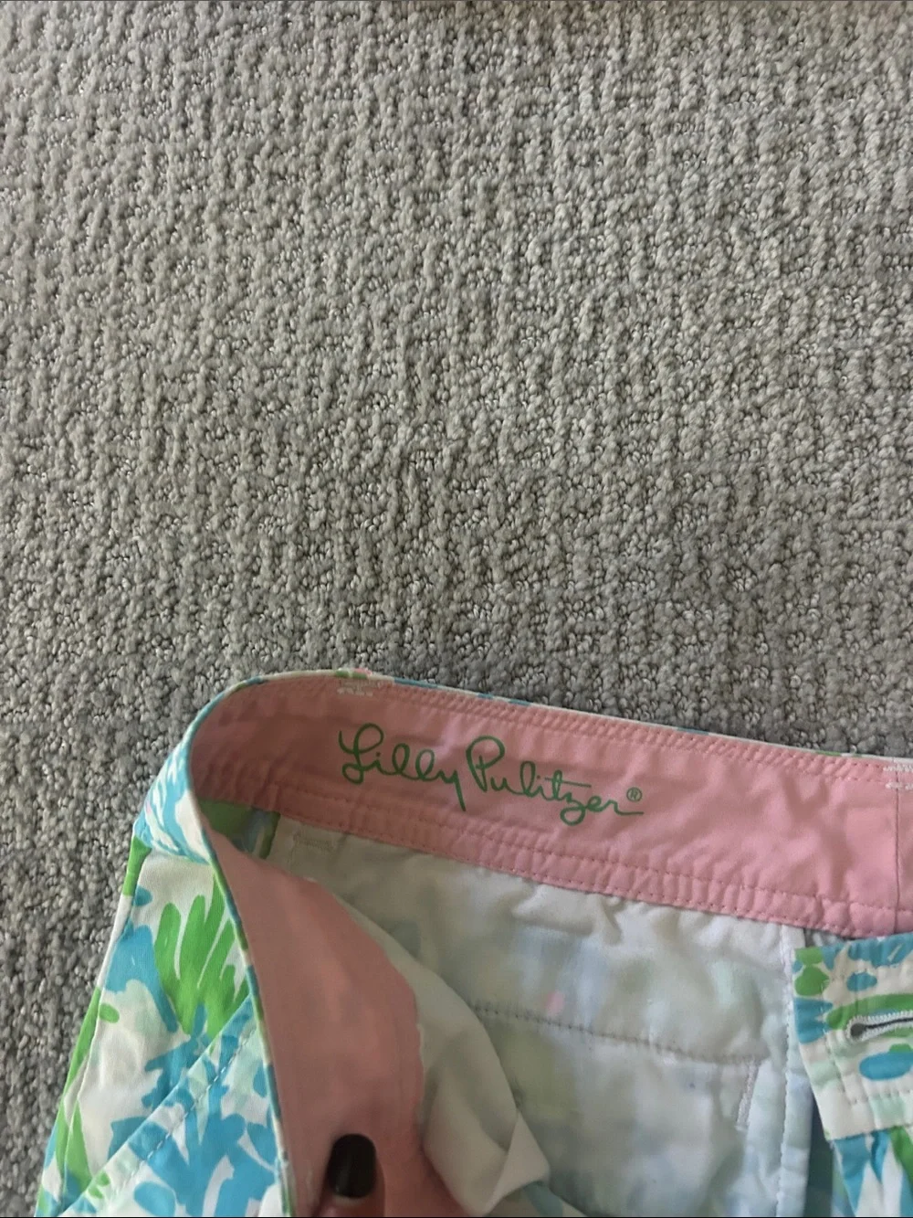 Lilly Pulitzer Aqua, Green & Pink Printed Cotton Bermuda Shorts